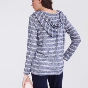 Lou & Grey Hoodie LOFT Blue White Striped Soft Pullover Loungewear Comfy Small